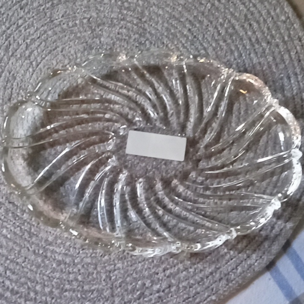 2 crystal peppermint clear sweet dishes